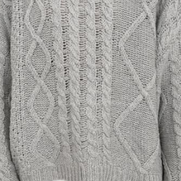 Gray Cowl Neck Cable Knit Sweater - Picture 10 of 10